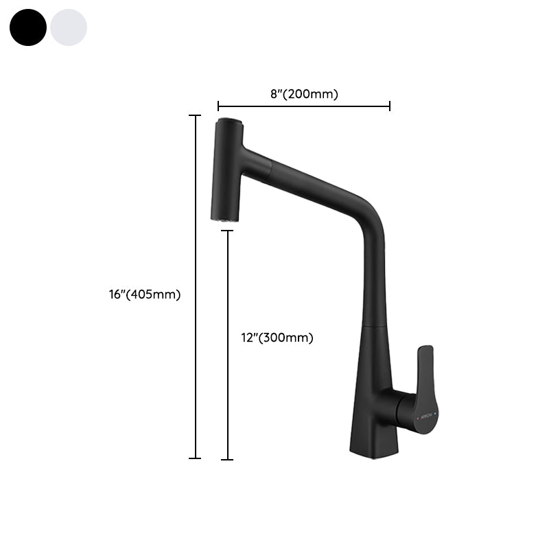 Contemporary Kitchen Bar Faucet Lead Free Swivel Spout with Pull Out Sprayer Clearhalo 'Home Improvement' 'home_improvement' 'home_improvement_kitchen_faucets' 'Kitchen Faucets' 'Kitchen Remodel & Kitchen Fixtures' 'Kitchen Sinks & Faucet Components' 'kitchen_faucets' 7434028