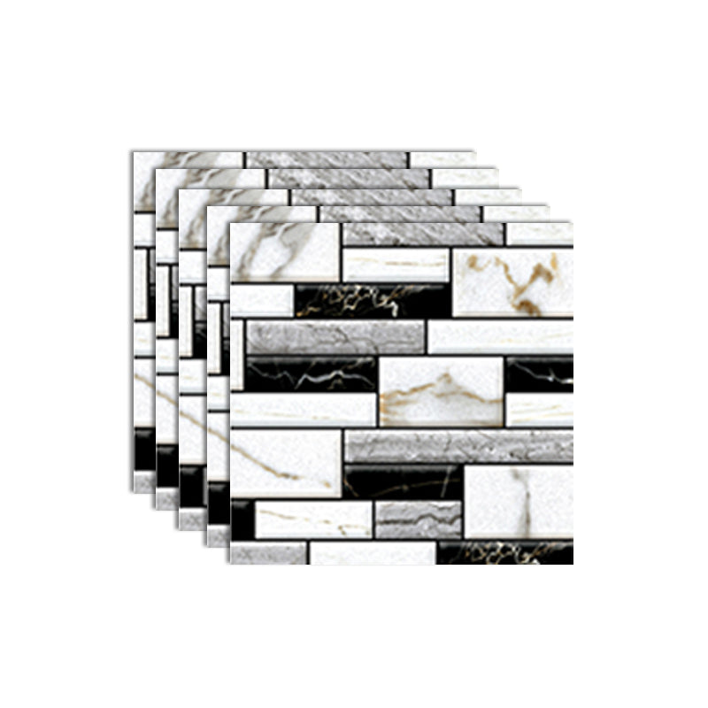 Mosaic Wall Access Panel Peel and Stick Waterproof Wall Access Panel Black White 5-Piece Set Clearhalo 'Flooring 'Home Improvement' 'home_improvement' 'home_improvement_wall_paneling' 'Wall Paneling' 'wall_paneling' 'Walls & Ceilings' Walls and Ceiling' 7434465