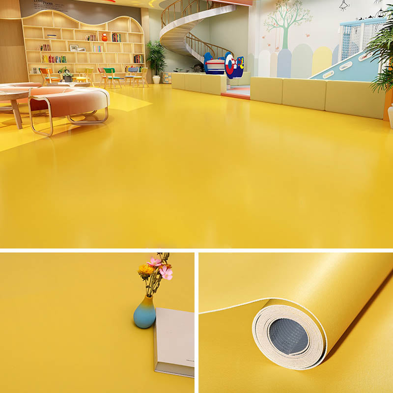 PVC Flooring Pure Color Self-Stick Waterproof Fire Resistant PVC Flooring Yellow Clearhalo 'Flooring 'Home Improvement' 'home_improvement' 'home_improvement_vinyl_flooring' 'Vinyl Flooring' 'vinyl_flooring' Walls and Ceiling' 7434886