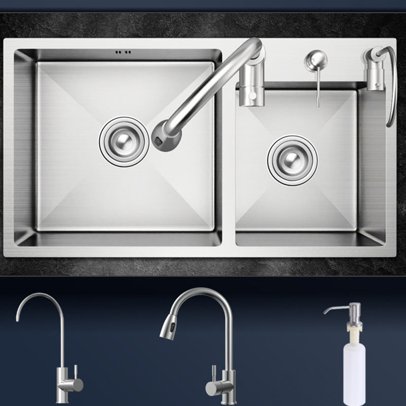 Dirt Resistant Kitchen Sink Soundproof Design Stainless Steel Drop-In Kitchen Sink Clearhalo 'Home Improvement' 'home_improvement' 'home_improvement_kitchen_sinks' 'Kitchen Remodel & Kitchen Fixtures' 'Kitchen Sinks & Faucet Components' 'Kitchen Sinks' 'kitchen_sinks' 7435060