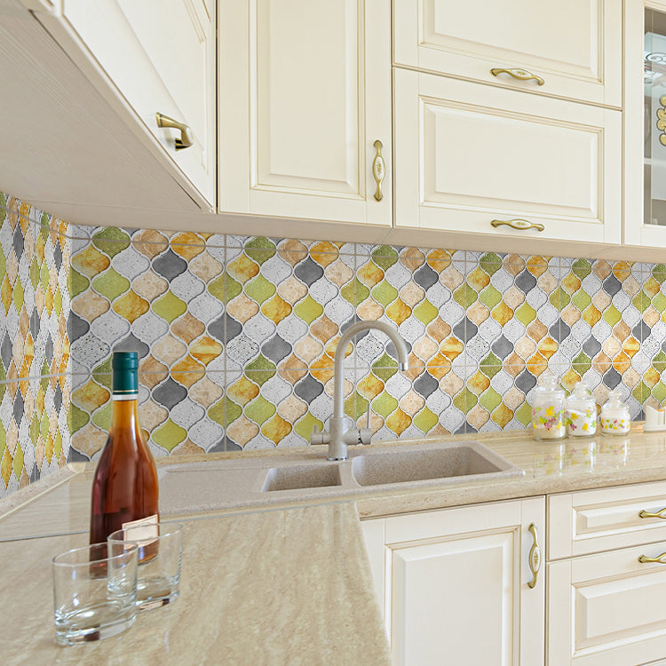 Mosaic Tile Peel and Stick Tile Kitchen Waterproof Backsplash Peel and Stick Wall Tile Yellow-Gray 8"L x 8"W 10-Piece Set Clearhalo 'Flooring 'Home Improvement' 'home_improvement' 'home_improvement_peel_stick_blacksplash' 'Peel & Stick Backsplash Tile' 'peel_stick_blacksplash' 'Walls & Ceilings' Walls and Ceiling' 7435132