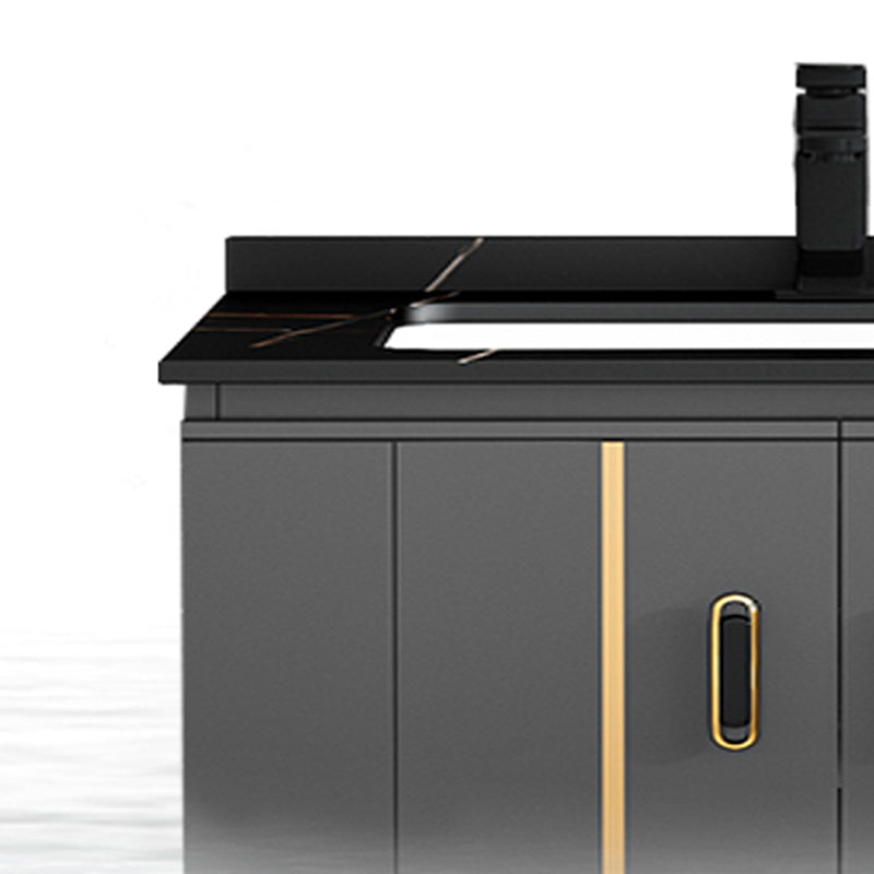 Single Sink Bath Vanity Black Wall Mount Modern Metal Base Vanity Set Clearhalo 'Bathroom Remodel & Bathroom Fixtures' 'Bathroom Vanities' 'bathroom_vanities' 'Home Improvement' 'home_improvement' 'home_improvement_bathroom_vanities' 7435342