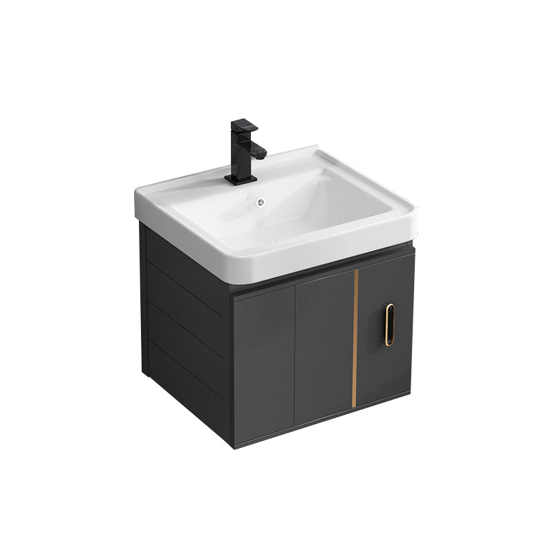 Single Sink Bath Vanity Black Wall Mount Modern Metal Base Vanity Set Vanity & Faucet 17"L x 14"W x 18"H Ceramic Clearhalo 'Bathroom Remodel & Bathroom Fixtures' 'Bathroom Vanities' 'bathroom_vanities' 'Home Improvement' 'home_improvement' 'home_improvement_bathroom_vanities' 7435353