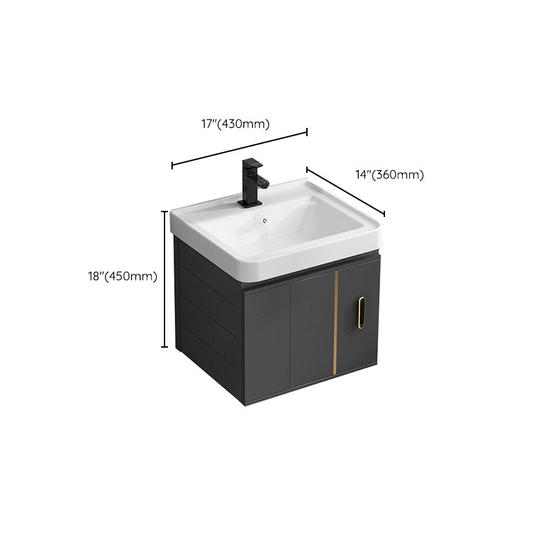 Single Sink Bath Vanity Black Wall Mount Modern Metal Base Vanity Set Clearhalo 'Bathroom Remodel & Bathroom Fixtures' 'Bathroom Vanities' 'bathroom_vanities' 'Home Improvement' 'home_improvement' 'home_improvement_bathroom_vanities' 7435354