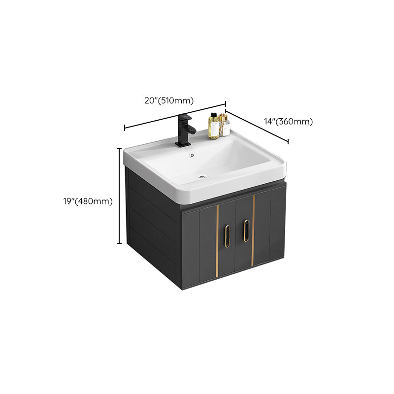 Single Sink Bath Vanity Black Wall Mount Modern Metal Base Vanity Set Clearhalo 'Bathroom Remodel & Bathroom Fixtures' 'Bathroom Vanities' 'bathroom_vanities' 'Home Improvement' 'home_improvement' 'home_improvement_bathroom_vanities' 7435355