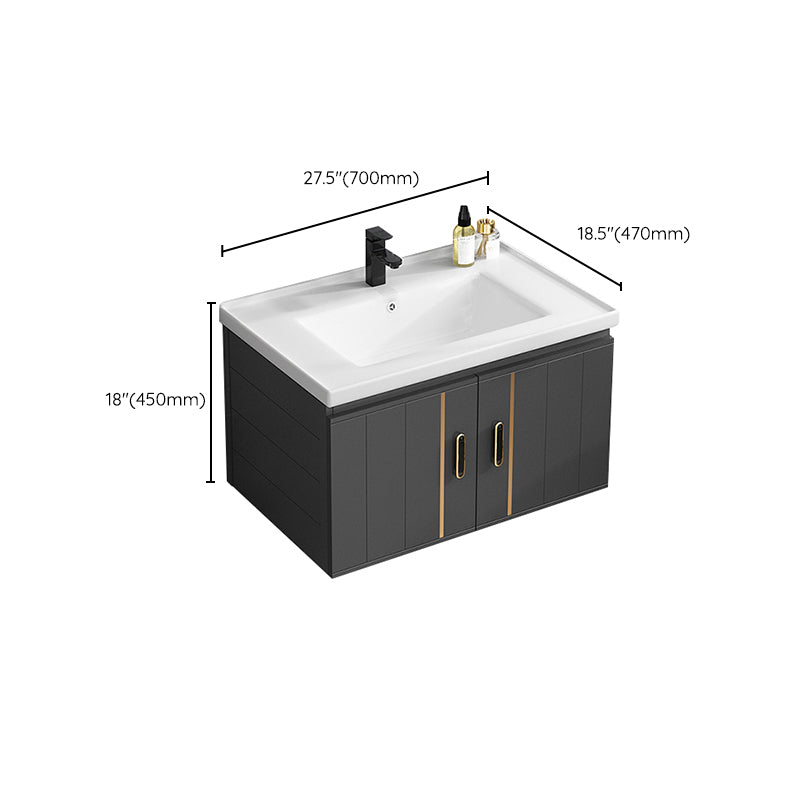 Single Sink Bath Vanity Black Wall Mount Modern Metal Base Vanity Set Clearhalo 'Bathroom Remodel & Bathroom Fixtures' 'Bathroom Vanities' 'bathroom_vanities' 'Home Improvement' 'home_improvement' 'home_improvement_bathroom_vanities' 7435358