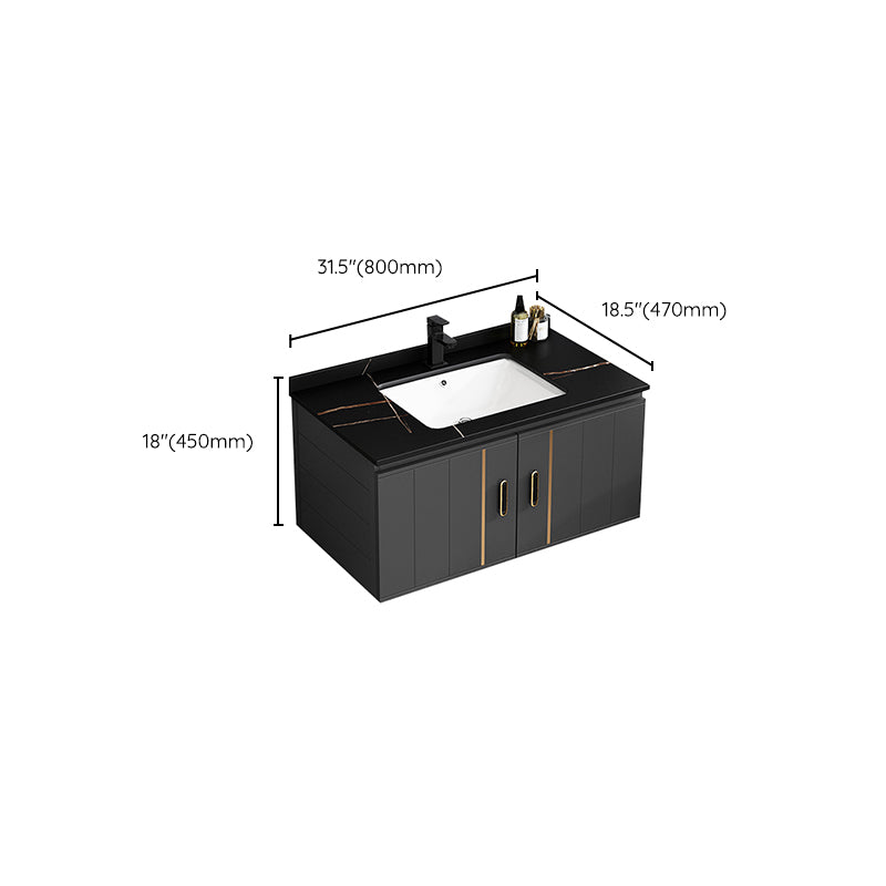 Single Sink Bath Vanity Black Wall Mount Modern Metal Base Vanity Set Clearhalo 'Bathroom Remodel & Bathroom Fixtures' 'Bathroom Vanities' 'bathroom_vanities' 'Home Improvement' 'home_improvement' 'home_improvement_bathroom_vanities' 7435361