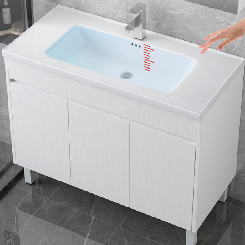 Rectangular Freestanding Bathroom Vanity White Modern Single-Sink Vanity Set Clearhalo 'Bathroom Remodel & Bathroom Fixtures' 'Bathroom Vanities' 'bathroom_vanities' 'Home Improvement' 'home_improvement' 'home_improvement_bathroom_vanities' 7435374