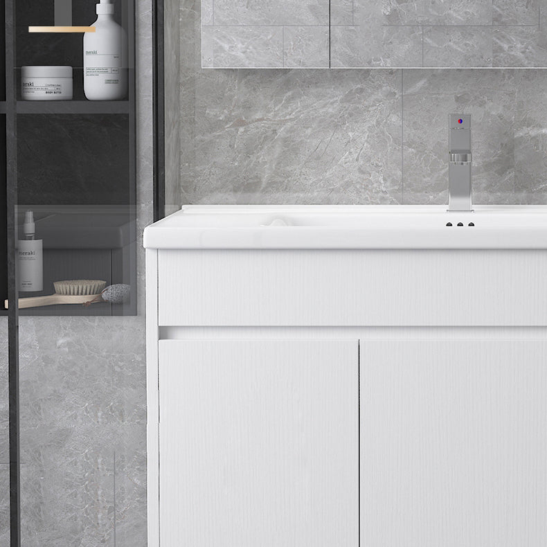 Rectangular Freestanding Bathroom Vanity White Modern Single-Sink Vanity Set Clearhalo 'Bathroom Remodel & Bathroom Fixtures' 'Bathroom Vanities' 'bathroom_vanities' 'Home Improvement' 'home_improvement' 'home_improvement_bathroom_vanities' 7435381