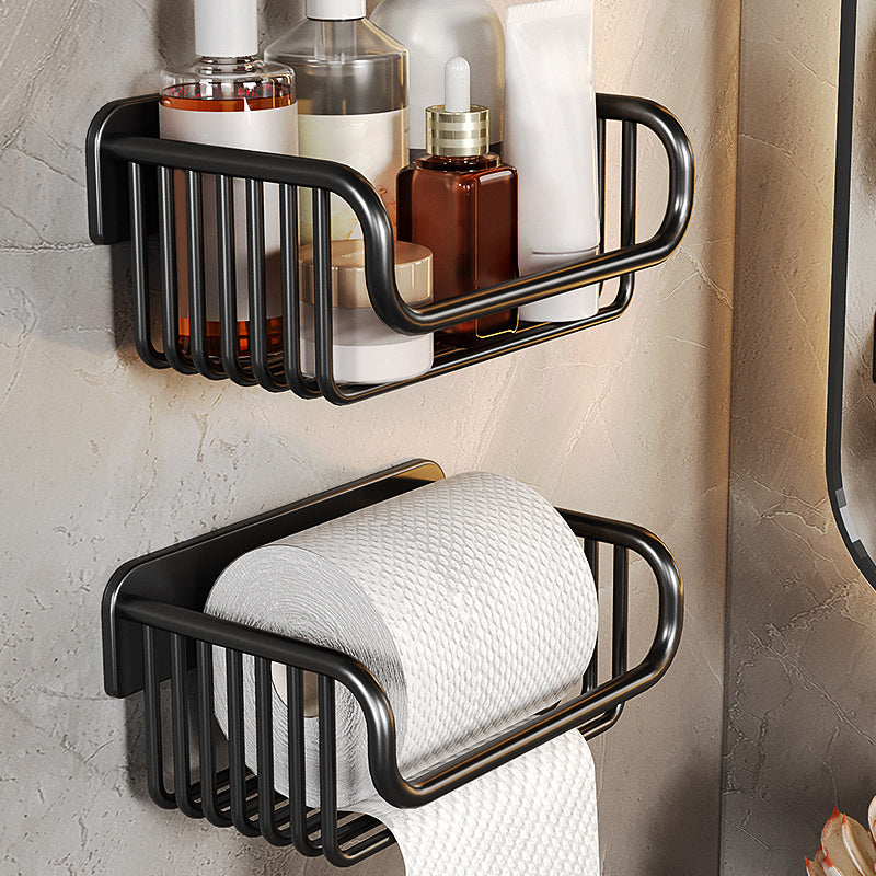 Metal Bathroom Hardware Bath Shelf Bathroom Accessory As Individual Or As a Set Black 2 Piece Set Clearhalo 'Bathroom Hardware Sets' 'Bathroom Hardware' 'Bathroom Remodel & Bathroom Fixtures' 'bathroom_hardware_sets' 'Home Improvement' 'home_improvement' 'home_improvement_bathroom_hardware_sets' 7435693