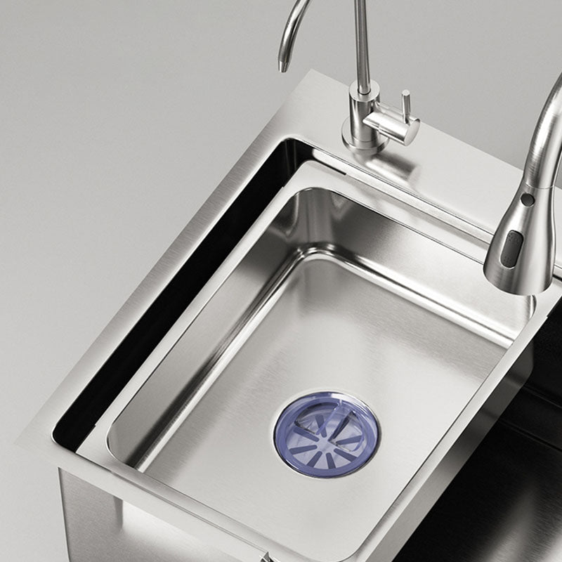 Modern Kitchen Sink Stainless Rectangular Kitchen Sink with Faucet Clearhalo 'Home Improvement' 'home_improvement' 'home_improvement_kitchen_sinks' 'Kitchen Remodel & Kitchen Fixtures' 'Kitchen Sinks & Faucet Components' 'Kitchen Sinks' 'kitchen_sinks' 7435764