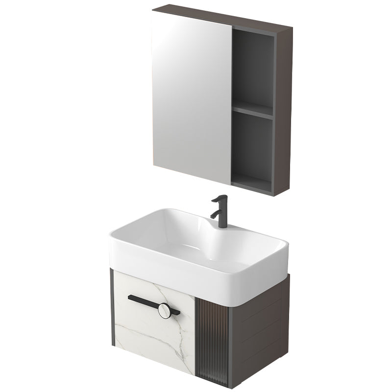 Modern Wall Mount Sink Vanity Gray Metal Base Single-Sink Rectangular Vanity Set Clearhalo 'Bathroom Remodel & Bathroom Fixtures' 'Bathroom Vanities' 'bathroom_vanities' 'Home Improvement' 'home_improvement' 'home_improvement_bathroom_vanities' 7435992