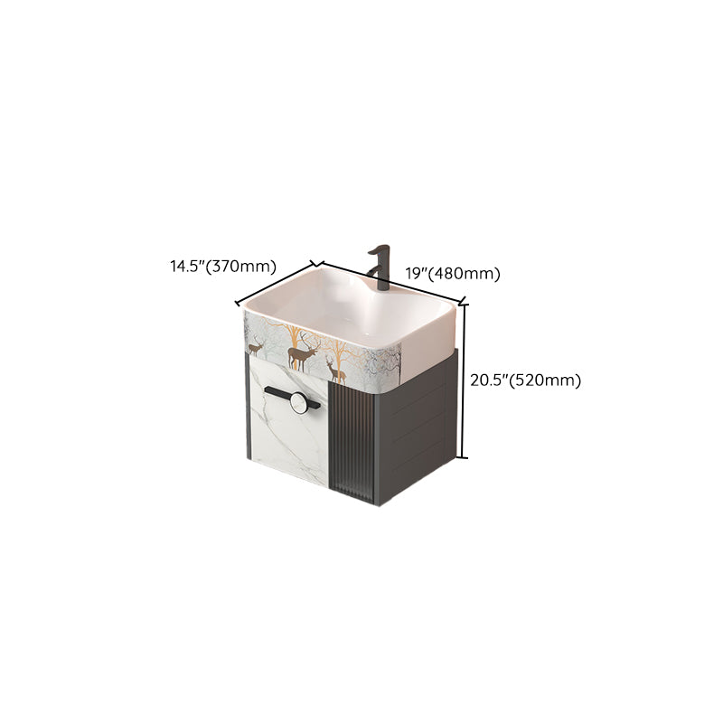 Modern Wall Mount Sink Vanity Gray Metal Base Single-Sink Rectangular Vanity Set Clearhalo 'Bathroom Remodel & Bathroom Fixtures' 'Bathroom Vanities' 'bathroom_vanities' 'Home Improvement' 'home_improvement' 'home_improvement_bathroom_vanities' 7436022