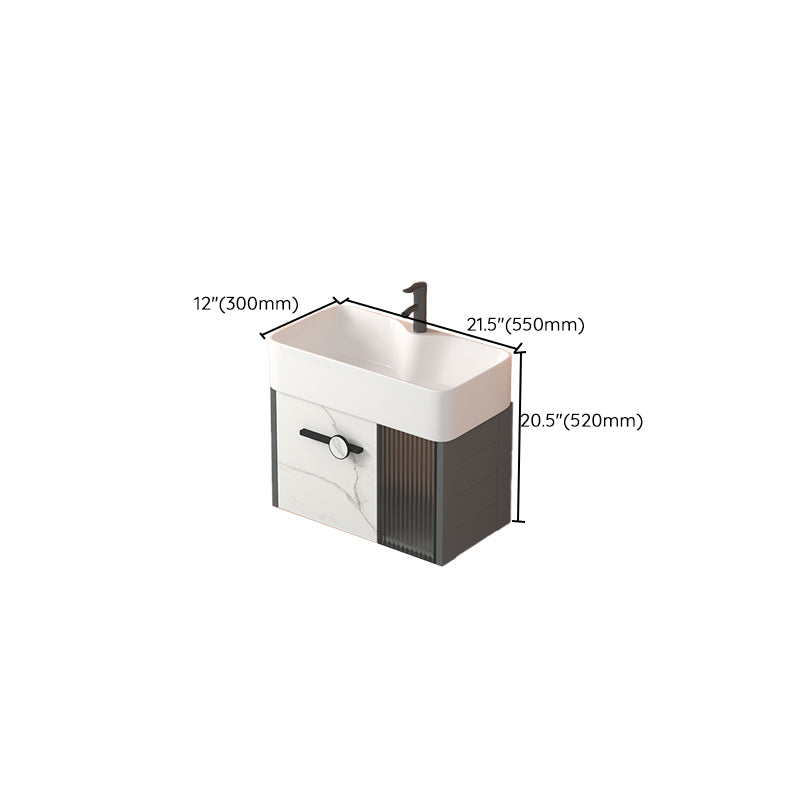 Modern Wall Mount Sink Vanity Gray Metal Base Single-Sink Rectangular Vanity Set Clearhalo 'Bathroom Remodel & Bathroom Fixtures' 'Bathroom Vanities' 'bathroom_vanities' 'Home Improvement' 'home_improvement' 'home_improvement_bathroom_vanities' 7436023