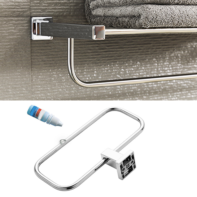 Metal Silver Bathroom Hardware Set 5 - Piece Adhesive Mount Bathroom Hardware Clearhalo 'Bathroom Hardware Sets' 'Bathroom Hardware' 'Bathroom Remodel & Bathroom Fixtures' 'bathroom_hardware_sets' 'Home Improvement' 'home_improvement' 'home_improvement_bathroom_hardware_sets' 7437853