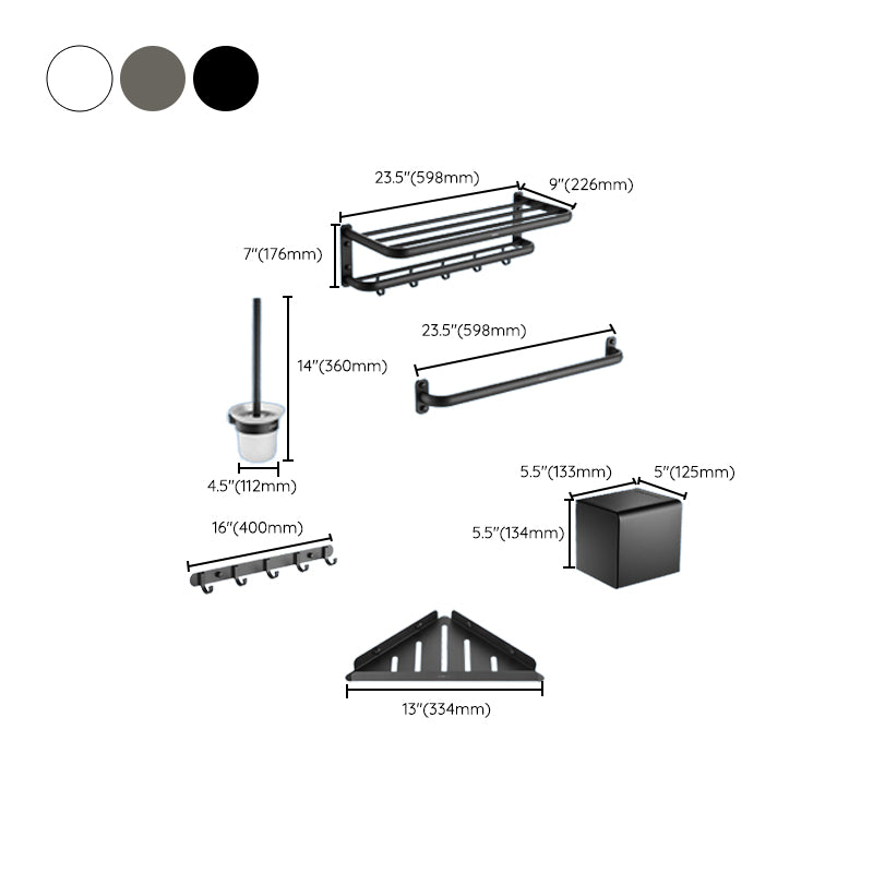 Modern Metal Bathroom Hardware Set 6-Piece Bathroom Accessory Kit Clearhalo 'Bathroom Hardware Sets' 'Bathroom Hardware' 'Bathroom Remodel & Bathroom Fixtures' 'bathroom_hardware_sets' 'Home Improvement' 'home_improvement' 'home_improvement_bathroom_hardware_sets' 7437897