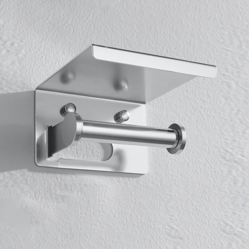 Silver Metal Bathroom Hardware Set 4 - Piece Bath Hardware Set Clearhalo 'Bathroom Hardware Sets' 'Bathroom Hardware' 'Bathroom Remodel & Bathroom Fixtures' 'bathroom_hardware_sets' 'Home Improvement' 'home_improvement' 'home_improvement_bathroom_hardware_sets' 7437908