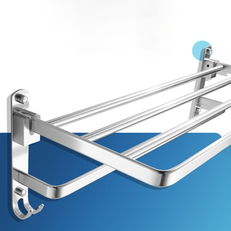 Silver Metal Bathroom Hardware Set 4 - Piece Bath Hardware Set Clearhalo 'Bathroom Hardware Sets' 'Bathroom Hardware' 'Bathroom Remodel & Bathroom Fixtures' 'bathroom_hardware_sets' 'Home Improvement' 'home_improvement' 'home_improvement_bathroom_hardware_sets' 7437911