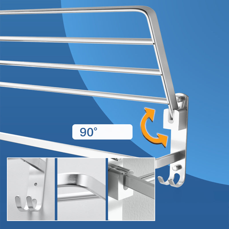 Silver Metal Bathroom Hardware Set 4 - Piece Bath Hardware Set Clearhalo 'Bathroom Hardware Sets' 'Bathroom Hardware' 'Bathroom Remodel & Bathroom Fixtures' 'bathroom_hardware_sets' 'Home Improvement' 'home_improvement' 'home_improvement_bathroom_hardware_sets' 7437913