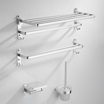 Silver Metal Bathroom Hardware Set 4 - Piece Bath Hardware Set 4 Piece Set Clearhalo 'Bathroom Hardware Sets' 'Bathroom Hardware' 'Bathroom Remodel & Bathroom Fixtures' 'bathroom_hardware_sets' 'Home Improvement' 'home_improvement' 'home_improvement_bathroom_hardware_sets' 7437914