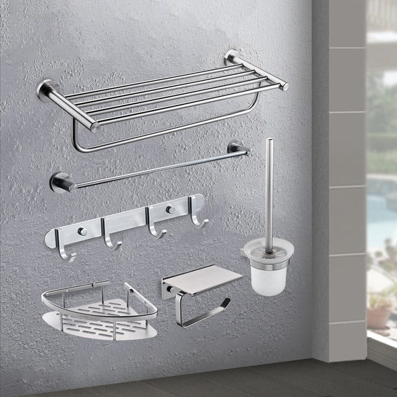6 - Piece Bathroom Hardware Metal Adhesive Mount Bathroom Accessory Kit Clearhalo 'Bathroom Hardware Sets' 'Bathroom Hardware' 'Bathroom Remodel & Bathroom Fixtures' 'bathroom_hardware_sets' 'Home Improvement' 'home_improvement' 'home_improvement_bathroom_hardware_sets' 7437917