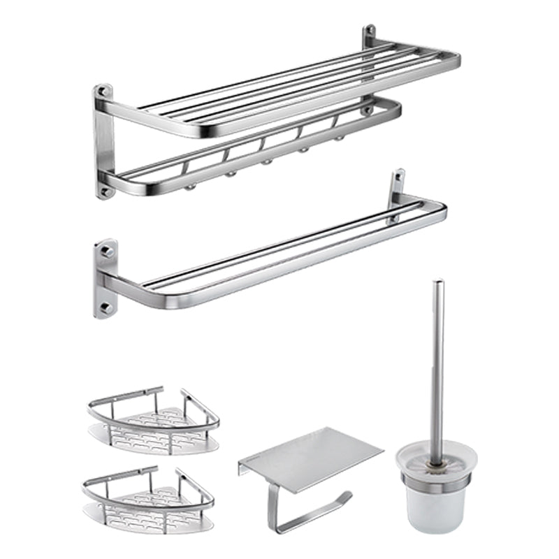 6 - Piece Bathroom Hardware Metal Adhesive Mount Bathroom Accessory Kit 6 Piece Set Clearhalo 'Bathroom Hardware Sets' 'Bathroom Hardware' 'Bathroom Remodel & Bathroom Fixtures' 'bathroom_hardware_sets' 'Home Improvement' 'home_improvement' 'home_improvement_bathroom_hardware_sets' 7437921