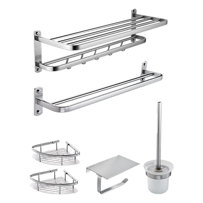 6 - Piece Bathroom Hardware Metal Adhesive Mount Bathroom Accessory Kit 6 Piece Set Clearhalo 'Bathroom Hardware Sets' 'Bathroom Hardware' 'Bathroom Remodel & Bathroom Fixtures' 'bathroom_hardware_sets' 'Home Improvement' 'home_improvement' 'home_improvement_bathroom_hardware_sets' 7437921