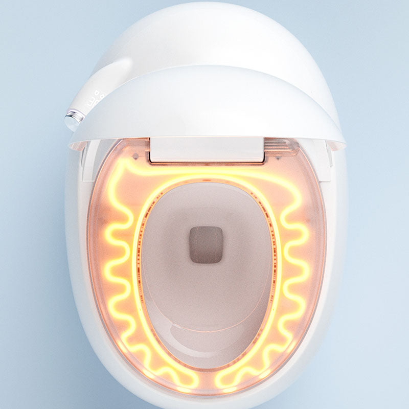 Smart Toilet Round White Ceramic Contemporary Stain Resistant Foot Sensor Clearhalo 'Bathroom Remodel & Bathroom Fixtures' 'Bidets' 'Home Improvement' 'home_improvement' 'home_improvement_bidets' 'Toilets & Bidets' 7438048