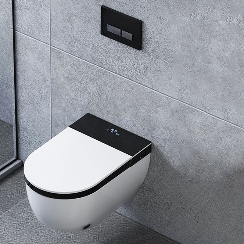 Electronic Elongated Toilet Vitreous China Wall Mounted Bidet Black White Toilet Seat Clearhalo 'Bathroom Remodel & Bathroom Fixtures' 'Bidets' 'Home Improvement' 'home_improvement' 'home_improvement_bidets' 'Toilets & Bidets' 7438264