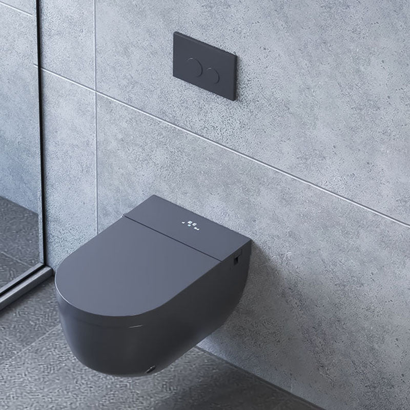 Electronic Elongated Toilet Vitreous China Wall Mounted Bidet Grey Toilet Seat Clearhalo 'Bathroom Remodel & Bathroom Fixtures' 'Bidets' 'Home Improvement' 'home_improvement' 'home_improvement_bidets' 'Toilets & Bidets' 7438266