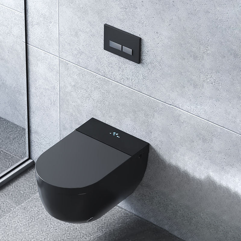 Electronic Elongated Toilet Vitreous China Wall Mounted Bidet Black Toilet Seat Clearhalo 'Bathroom Remodel & Bathroom Fixtures' 'Bidets' 'Home Improvement' 'home_improvement' 'home_improvement_bidets' 'Toilets & Bidets' 7438270