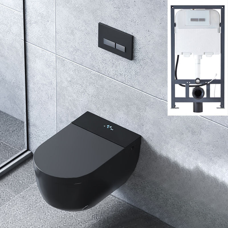 Electronic Elongated Toilet Vitreous China Wall Mounted Bidet Black Toilet+ Water Tank Clearhalo 'Bathroom Remodel & Bathroom Fixtures' 'Bidets' 'Home Improvement' 'home_improvement' 'home_improvement_bidets' 'Toilets & Bidets' 7438277