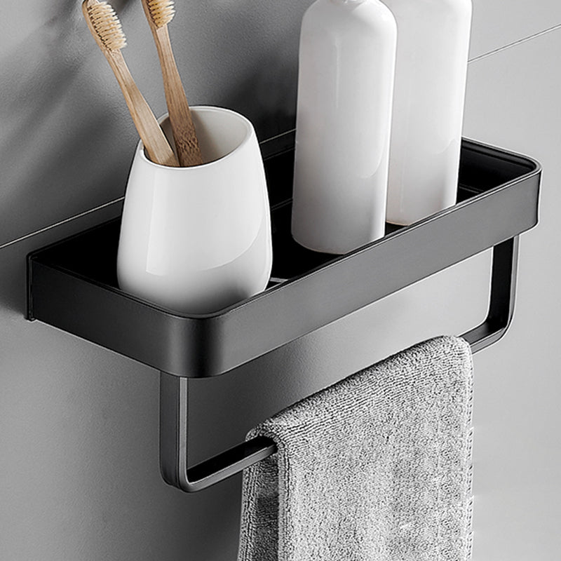 Modern Metal Bathroom Accessory Kit Drill and Screw Mount Bathroom Accessory Set Bath Shelf (with 12"L Rod) Clearhalo 'Bathroom Hardware Sets' 'Bathroom Hardware' 'Bathroom Remodel & Bathroom Fixtures' 'bathroom_hardware_sets' 'Home Improvement' 'home_improvement' 'home_improvement_bathroom_hardware_sets' 7439163