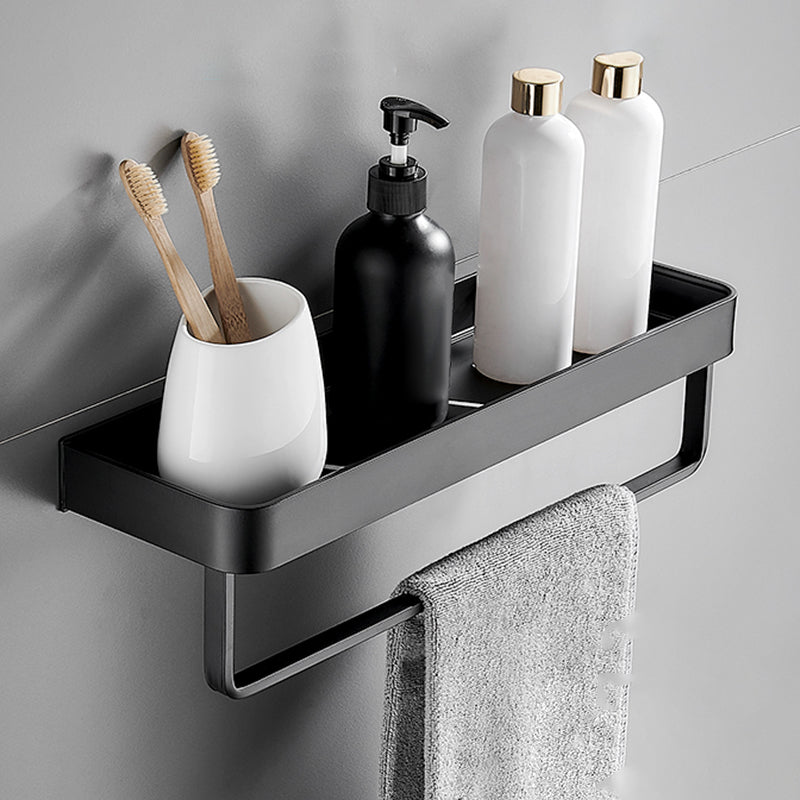 Modern Metal Bathroom Accessory Kit Drill and Screw Mount Bathroom Accessory Set Bath Shelf (with 16"L Rod) Clearhalo 'Bathroom Hardware Sets' 'Bathroom Hardware' 'Bathroom Remodel & Bathroom Fixtures' 'bathroom_hardware_sets' 'Home Improvement' 'home_improvement' 'home_improvement_bathroom_hardware_sets' 7439164