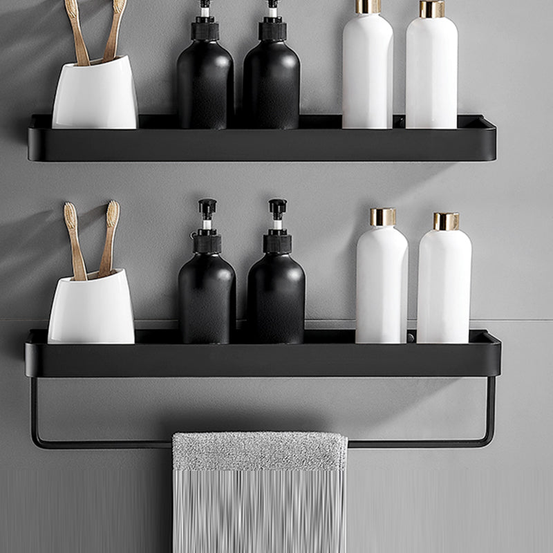 Modern Metal Bathroom Accessory Kit Drill and Screw Mount Bathroom Accessory Set 2-Piece Set (20"L with Bar Square Bath Shelf) Clearhalo 'Bathroom Hardware Sets' 'Bathroom Hardware' 'Bathroom Remodel & Bathroom Fixtures' 'bathroom_hardware_sets' 'Home Improvement' 'home_improvement' 'home_improvement_bathroom_hardware_sets' 7439167