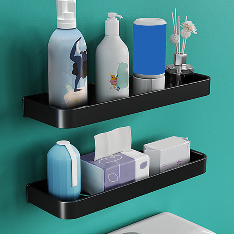 Modern Metal Bathroom Accessory Kit Drill and Screw Mount Bathroom Accessory Set 2-Piece Set (16"L Square Bath Shelf) Clearhalo 'Bathroom Hardware Sets' 'Bathroom Hardware' 'Bathroom Remodel & Bathroom Fixtures' 'bathroom_hardware_sets' 'Home Improvement' 'home_improvement' 'home_improvement_bathroom_hardware_sets' 7439171