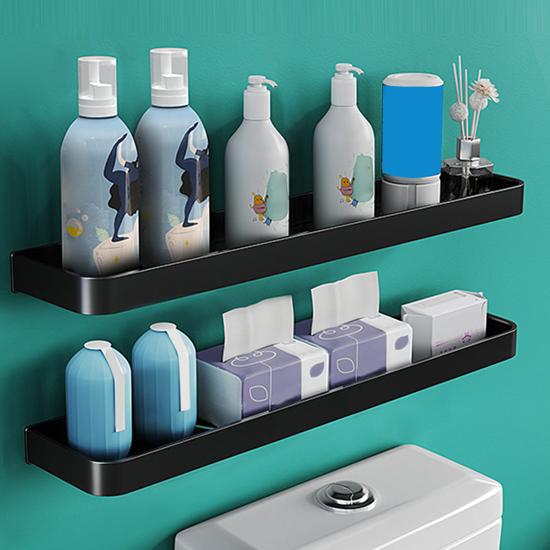 Modern Metal Bathroom Accessory Kit Drill and Screw Mount Bathroom Accessory Set 2-Piece Set (24"L Square Bath Shelf) Clearhalo 'Bathroom Hardware Sets' 'Bathroom Hardware' 'Bathroom Remodel & Bathroom Fixtures' 'bathroom_hardware_sets' 'Home Improvement' 'home_improvement' 'home_improvement_bathroom_hardware_sets' 7439173