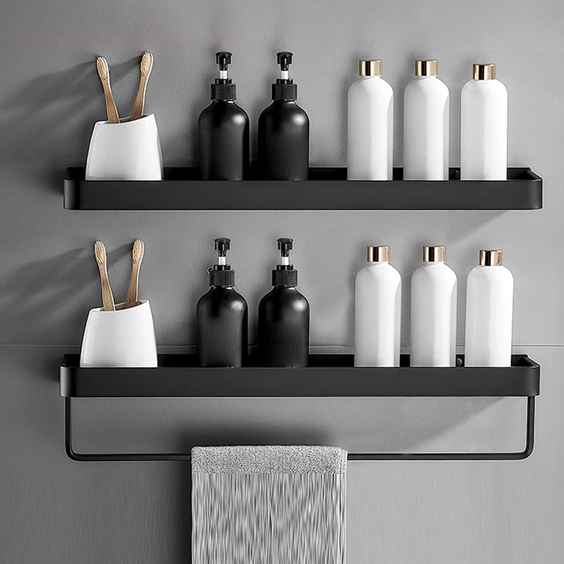 Modern Metal Bathroom Accessory Kit Drill and Screw Mount Bathroom Accessory Set 2-Piece Set (24"L Bar Square Bath Shelf ) Clearhalo 'Bathroom Hardware Sets' 'Bathroom Hardware' 'Bathroom Remodel & Bathroom Fixtures' 'bathroom_hardware_sets' 'Home Improvement' 'home_improvement' 'home_improvement_bathroom_hardware_sets' 7439177