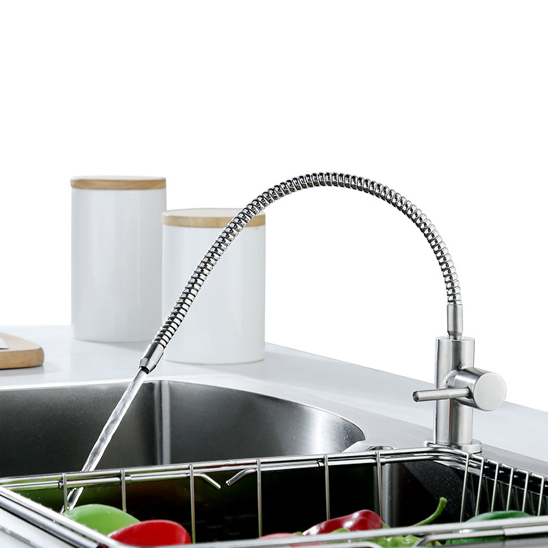 Farmhouse One Handle Kitchen Faucet High Arch Water Filler in Silver Clearhalo 'Home Improvement' 'home_improvement' 'home_improvement_kitchen_faucets' 'Kitchen Faucets' 'Kitchen Remodel & Kitchen Fixtures' 'Kitchen Sinks & Faucet Components' 'kitchen_faucets' 7440012