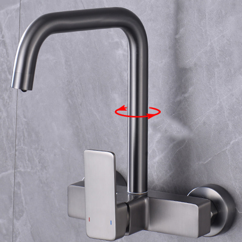 Contemporary Single Handle Kitchen Faucet 1 Hold Bar Faucet in Gray 7 Shape Clearhalo 'Home Improvement' 'home_improvement' 'home_improvement_kitchen_faucets' 'Kitchen Faucets' 'Kitchen Remodel & Kitchen Fixtures' 'Kitchen Sinks & Faucet Components' 'kitchen_faucets' 7440021