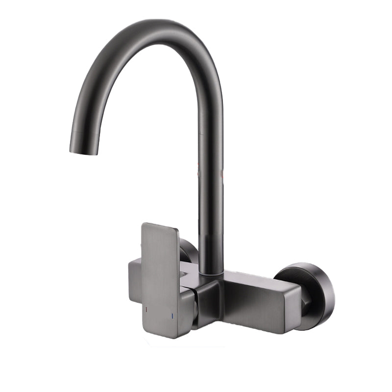 Contemporary Single Handle Kitchen Faucet 1 Hold Bar Faucet in Gray Clearhalo 'Home Improvement' 'home_improvement' 'home_improvement_kitchen_faucets' 'Kitchen Faucets' 'Kitchen Remodel & Kitchen Fixtures' 'Kitchen Sinks & Faucet Components' 'kitchen_faucets' 7440025