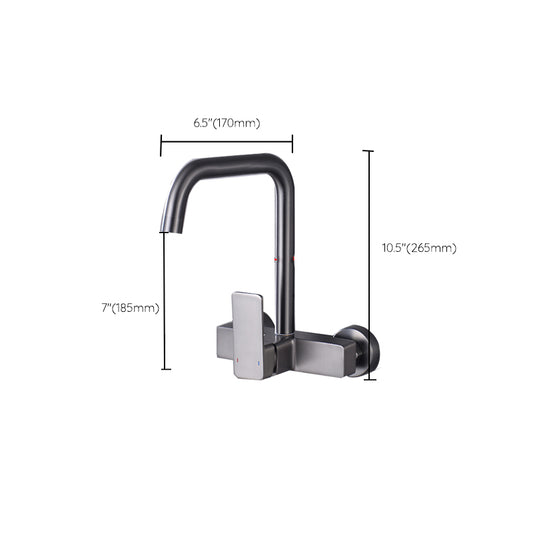 Contemporary Single Handle Kitchen Faucet 1 Hold Bar Faucet in Gray Clearhalo 'Home Improvement' 'home_improvement' 'home_improvement_kitchen_faucets' 'Kitchen Faucets' 'Kitchen Remodel & Kitchen Fixtures' 'Kitchen Sinks & Faucet Components' 'kitchen_faucets' 7440026