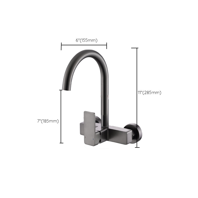 Contemporary Single Handle Kitchen Faucet 1 Hold Bar Faucet in Gray Clearhalo 'Home Improvement' 'home_improvement' 'home_improvement_kitchen_faucets' 'Kitchen Faucets' 'Kitchen Remodel & Kitchen Fixtures' 'Kitchen Sinks & Faucet Components' 'kitchen_faucets' 7440027