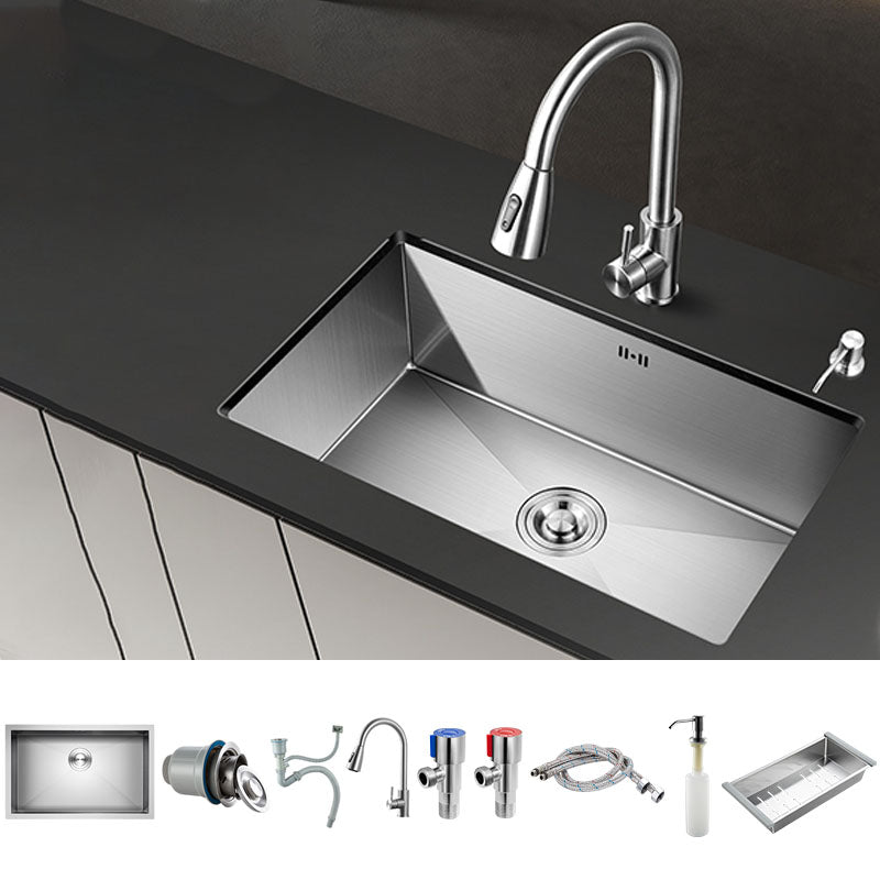 Modern Style Kitchen Sink Stainless Steel Undermount Kitchen Sink with Faucet Pull Out Faucet Clearhalo 'Home Improvement' 'home_improvement' 'home_improvement_kitchen_sinks' 'Kitchen Remodel & Kitchen Fixtures' 'Kitchen Sinks & Faucet Components' 'Kitchen Sinks' 'kitchen_sinks' 7440092