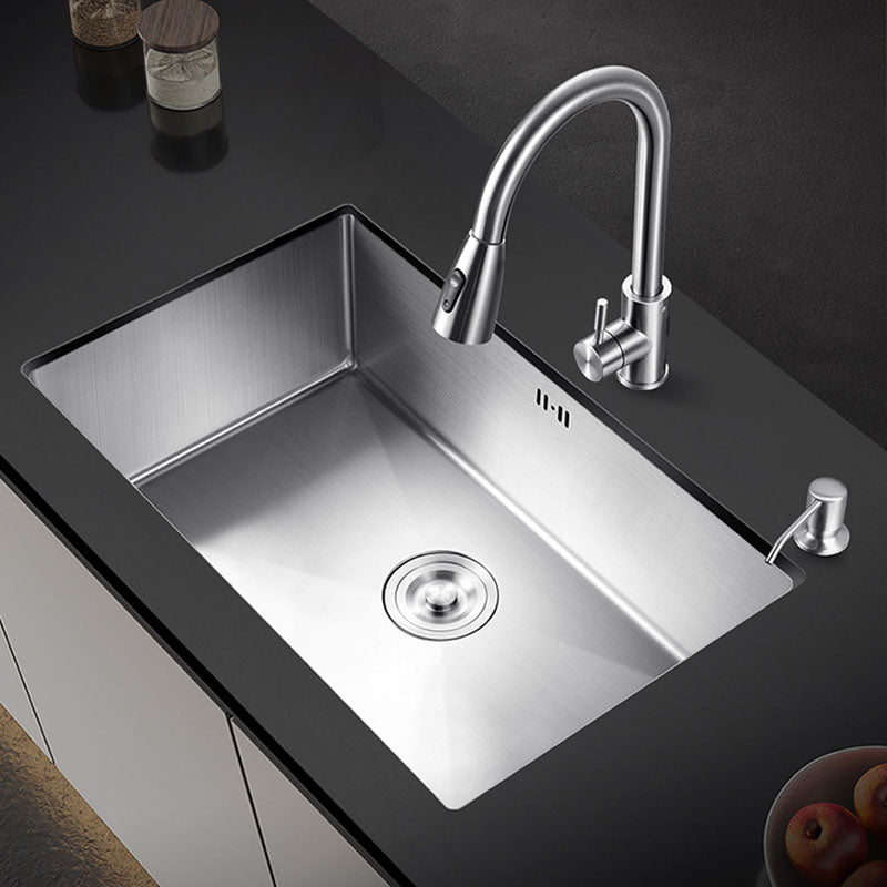 Modern Style Kitchen Sink Stainless Steel Undermount Kitchen Sink with Faucet 30"L x 17"W x 8"H Pull Out Faucet Clearhalo 'Home Improvement' 'home_improvement' 'home_improvement_kitchen_sinks' 'Kitchen Remodel & Kitchen Fixtures' 'Kitchen Sinks & Faucet Components' 'Kitchen Sinks' 'kitchen_sinks' 7440093
