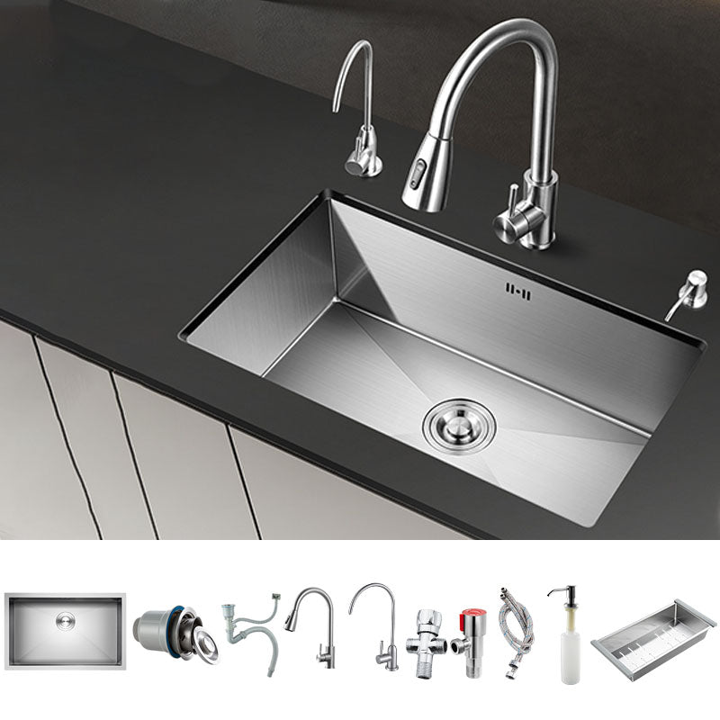 Modern Style Kitchen Sink Stainless Steel Undermount Kitchen Sink with Faucet Pulling Faucet & Water Purification Faucet Clearhalo 'Home Improvement' 'home_improvement' 'home_improvement_kitchen_sinks' 'Kitchen Remodel & Kitchen Fixtures' 'Kitchen Sinks & Faucet Components' 'Kitchen Sinks' 'kitchen_sinks' 7440096