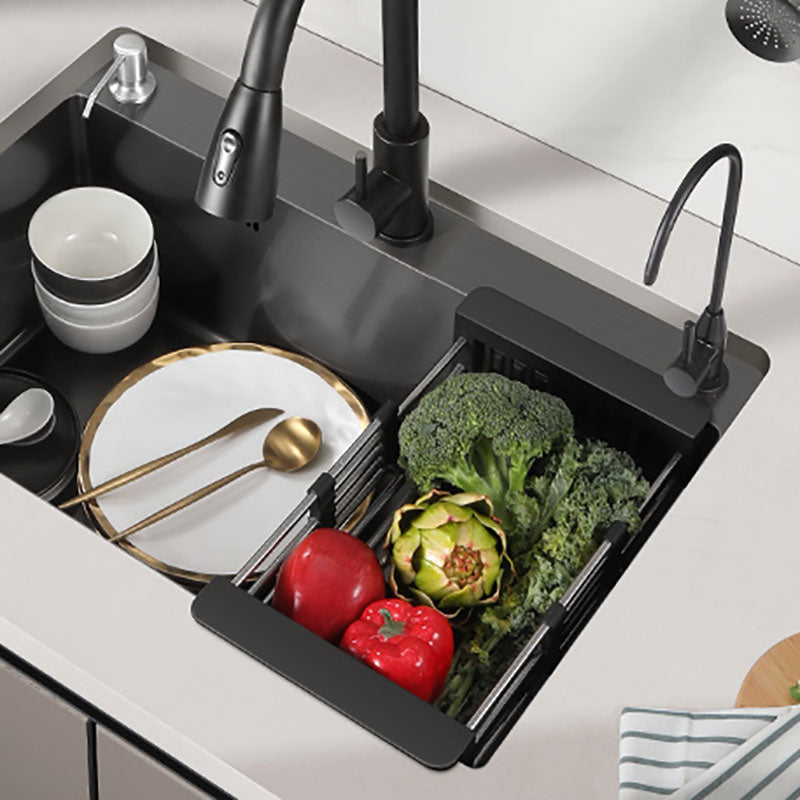 Modern Style Kitchen Sink Stainless Steel Drop-In Kitchen Sink with Faucet Clearhalo 'Home Improvement' 'home_improvement' 'home_improvement_kitchen_sinks' 'Kitchen Remodel & Kitchen Fixtures' 'Kitchen Sinks & Faucet Components' 'Kitchen Sinks' 'kitchen_sinks' 7440113