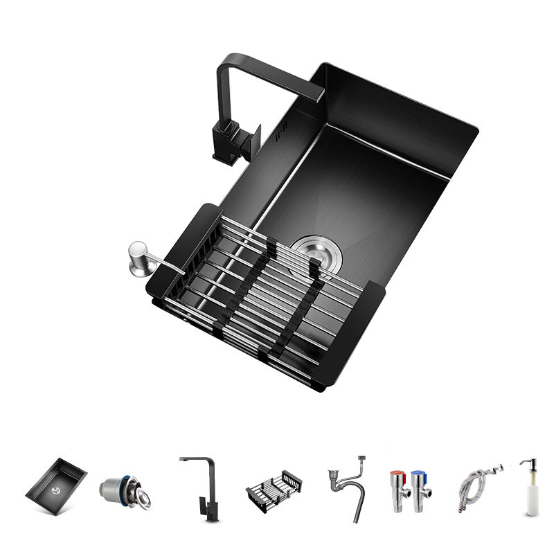 Undermount Kitchen Sink Soundproof Design Stainless Steel Kitchen Sink with Faucet Square Faucet Clearhalo 'Home Improvement' 'home_improvement' 'home_improvement_kitchen_sinks' 'Kitchen Remodel & Kitchen Fixtures' 'Kitchen Sinks & Faucet Components' 'Kitchen Sinks' 'kitchen_sinks' 7440134