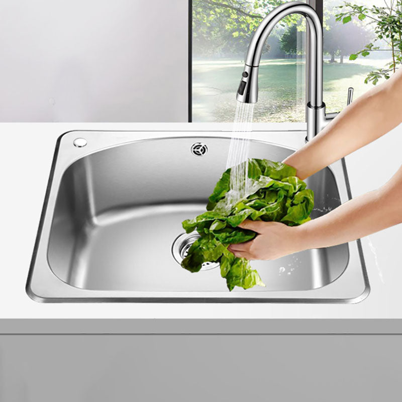 Modern Stainless Steel Kitchen Sink Single Bowl Sink with Basket Strainer Clearhalo 'Home Improvement' 'home_improvement' 'home_improvement_kitchen_sinks' 'Kitchen Remodel & Kitchen Fixtures' 'Kitchen Sinks & Faucet Components' 'Kitchen Sinks' 'kitchen_sinks' 7440149