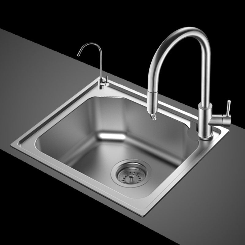 Modern Stainless Steel Kitchen Sink Single Bowl Sink with Basket Strainer Clearhalo 'Home Improvement' 'home_improvement' 'home_improvement_kitchen_sinks' 'Kitchen Remodel & Kitchen Fixtures' 'Kitchen Sinks & Faucet Components' 'Kitchen Sinks' 'kitchen_sinks' 7440154